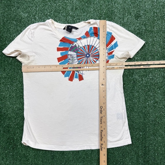 Vintage Y2K Marc Jacobs Graphic Shirt Women's Size M White Short Sleeve Stretch - Picture 6 of 9
